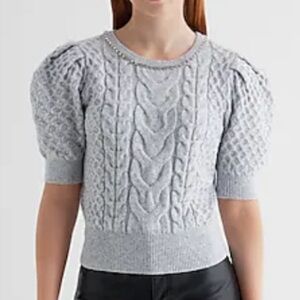 Express cable knit embelished sweater